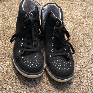 Black & Rhinestone hip hop shoes/ high tops